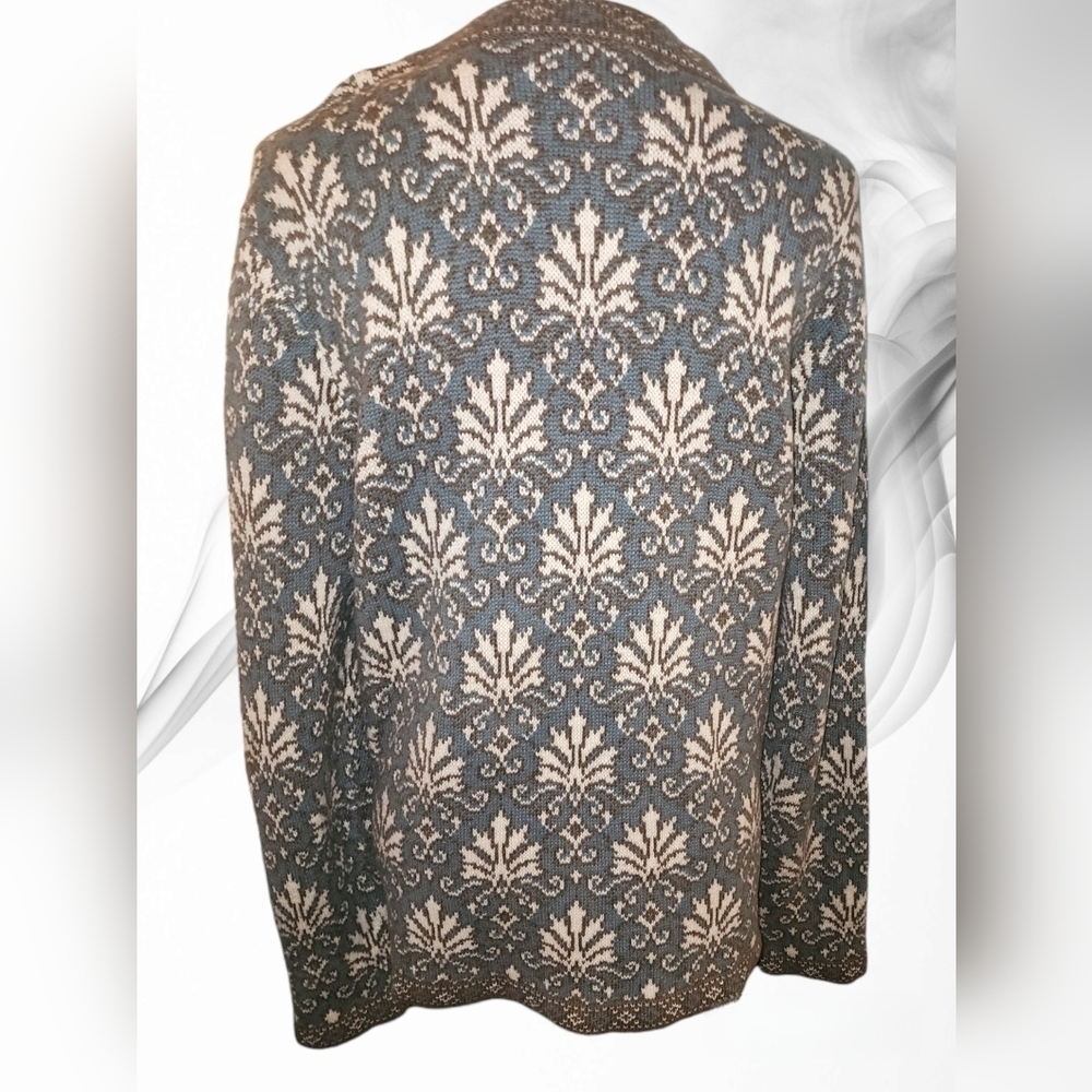 Nordic Traders Elevated Art-Deco Knit Cardigan Sweater Cotton - Picture 4 of 6